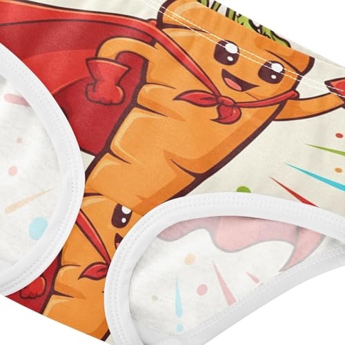 Cotton Girls Underwear Toddler Cartoon Carrot Superhero Beige Panties for Girl Pattern Kids Undies Briefs 2t4