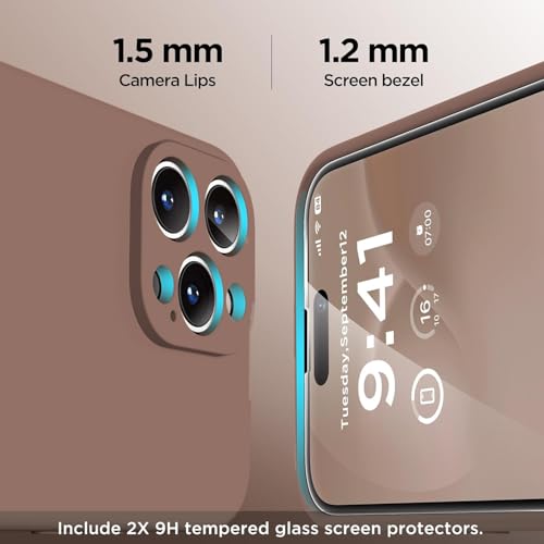 Image of Elzzi Microfiber Square Candy Case Compatible with iPhone 14 PRO Case, Full Body Protective Cover, Shockproof, Slim Phone Case, Anti-Scratch Soft 6.1 inch - (Brown)