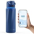 BOOST Smart Water Bottle with Reminder to Drink Water & Water Tracker Bottle - Double Wall Vacuum Insulated Water Bottle Stainless Steel, Wide Mouth 32 oz Water Bottles, Ideal for Gift - Blue
