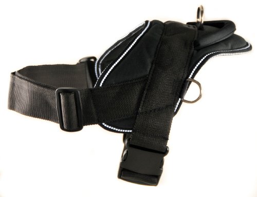 Dean and Tyler DT Dog Harness, Black with Reflective Trim, X-Large - Fits Girth Size: 34-Inch to 47-Inch