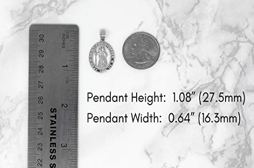 Sterling Silver Saint Christopher Pray for Us Oval Charm Pendant Necklace2