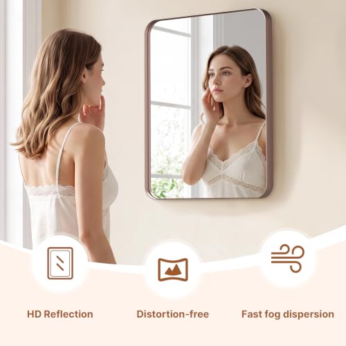 Image of Kosmonia 20x16 Inch Bathroom Vanity Mirror Brushed Rose Gold