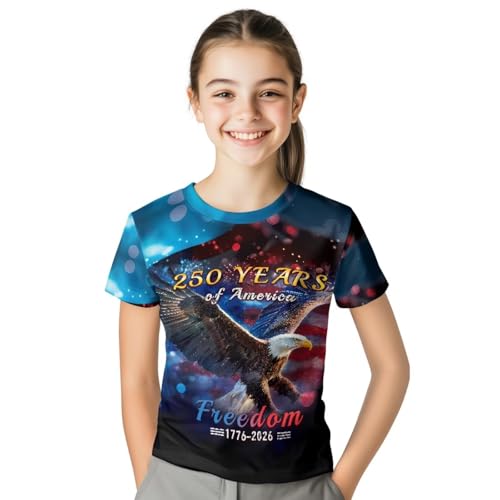 Image of WELLFLYHOM Kids Tshirts Girls Boys Short Sleeve Crewneck Tees Shirts Casual Sport Pullover Tops Size 3-16 Years