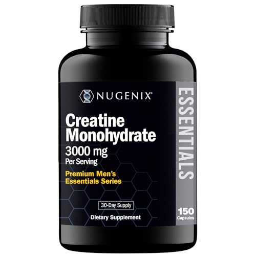 Nugenix Essentials Premium Creatine Monohydrate Pills Capsules Supplement, 3000mg, 150 Capsules