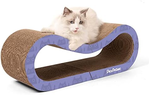Pet Prime Large Cat Scratcher Lounge - 80 x 22.5 x 24.5cm Cat Scratching Pad Cardboard Cat Lounger Scratching Bed for Large Medium Small Cats