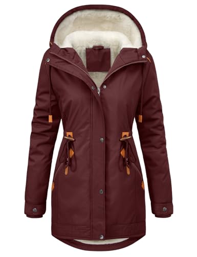HEEKPEK Women's Winter Coats Thicken Soft Fleece Lined Parka Jacket Hooded Warm Coat Outerwear with Pockets Overcoat Snow