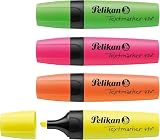 Pelikan Textmarker 490, 4 Neon-Farben, 4 Stück, mit Keilspitze