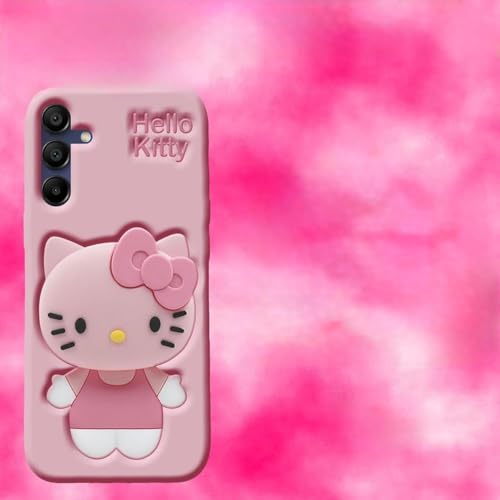 Image of for Samsung Galaxy S24 FE 5G Hello Kitty | 3D Cute Cartoon Case with Kitty Face Holder for Girls |Cute Soft Silicone Stylish Fashion Fun for Samsung Galaxy S24 FE 5G (Pink)