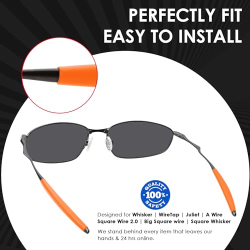 Image of BLAZERBUCK Replacement Temple Sleeves Ear Socks for Oakley Whisker /Juliet /A Wire Sunglass - Black + Orange