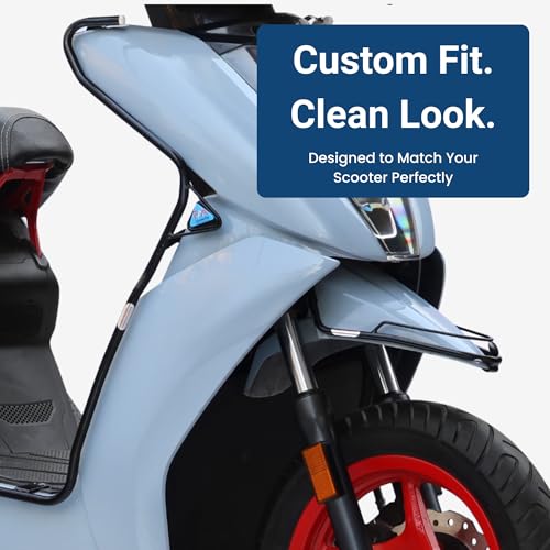 Image of Favourite Auto ATH Electric Scooter Accessories Kit (Black), EV Bike Safety Guard Combo with Middle Crash Guard, Front Mudguard, Rear /Back Guard with Double Side Footrest