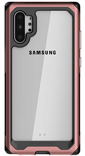Ghostek Atomic Slim Galaxy Note 10 Plus Clear Case with Super Space Metal Bumper Military Grade Aluminum Heavy Duty Protection Wireless Charging Compatible 2019 Galaxy Note10+ 5G (6.8 Inch) - (Pink)