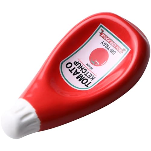 Creative Small Dipping Dish in Sauce Bottle shapes - Ketchup/Mayonnaise/Mustard (Ketchup Red)