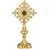 Autom Religious Ornate Brass Monstrance Reliquary Box, 13 Inch