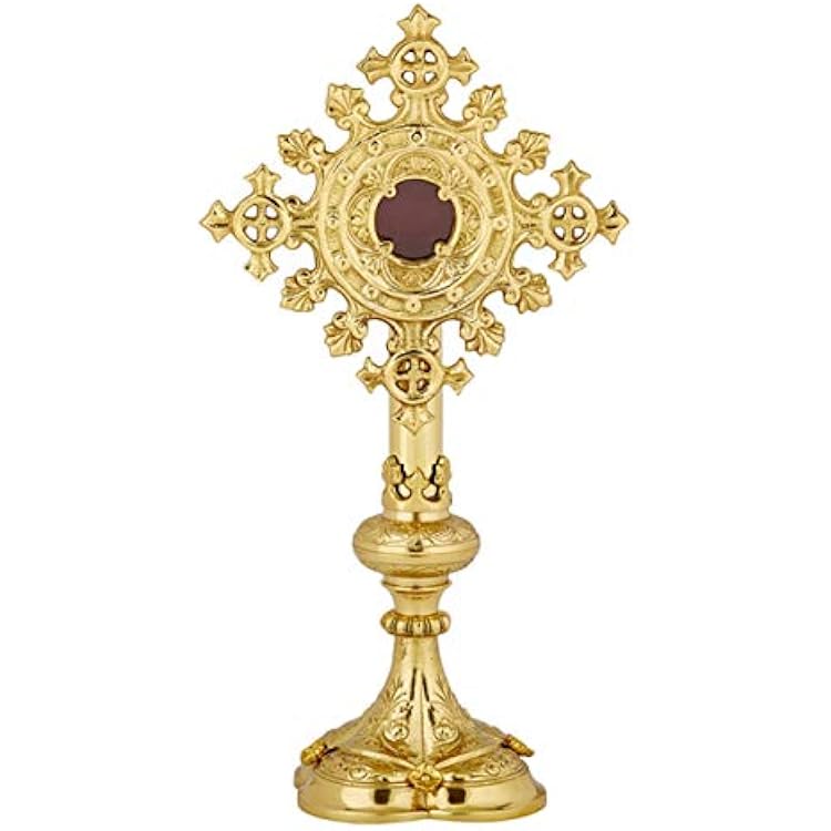 Autom Religious Ornate Brass Monstrance Reliquary Box, 13 Inch