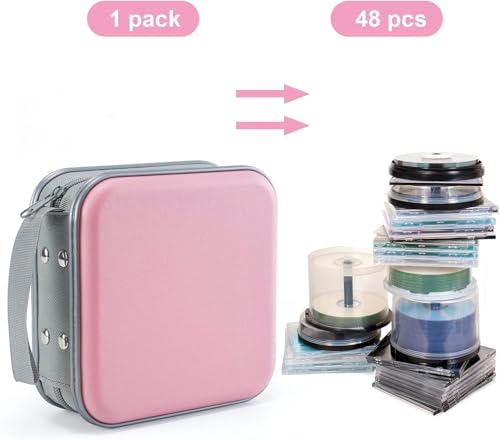 Image of squishy CD Cover Pouch, 40 Capacity Disc Holder for Music Collectors and DJs, Compact DVD Case for Organizing Home Media Collections, Storage Solution for CDs and DVDs (Pink)