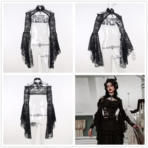 Image of Bolero Shrug Top Trad Goth Black Shawls and Wraps for Evening Dresses Short Cardigan