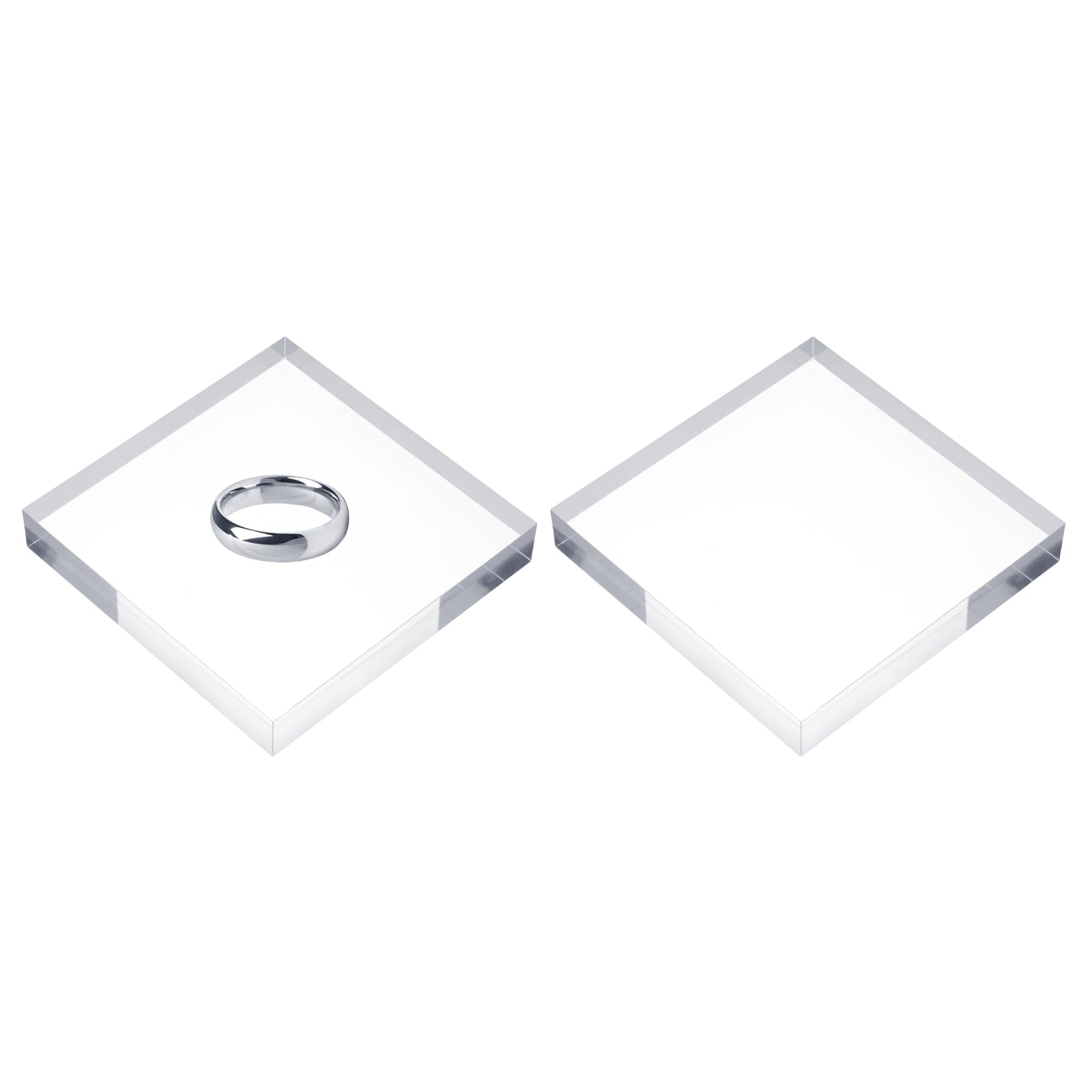 Blocs de présentation carrés acrylique base transparente pour bijoux et cosmétiques 2 pcs