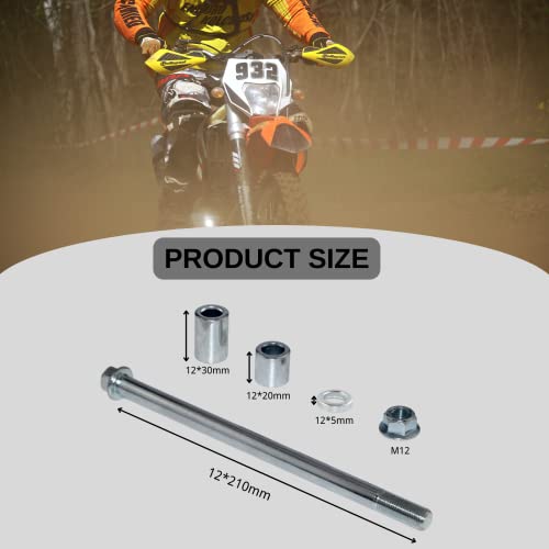 Eje trasero delantero de 12 mm y 210 mm con buje de 5 mm, 20 mm y 30 mm, apto para Pit Dirt Bike, Scooter, Quad ATV Mini Bike Parts