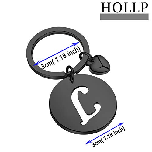 HOLLP Initial Disc Charm Keychain - 26 Letter Alphabet Key Ring A-Z English Charm Keychain2