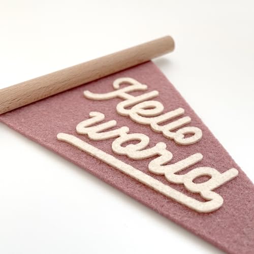 Image of Baby Monthly Milestone Pennant Flag Signs | Natural Wood and Soft Felt | Baby First Year Photo Props, Nursery Decor, Newborn Birth Announcement, Baby Shower, Newborn Gift, Pregnancy Journey, Keepsake (Pink)