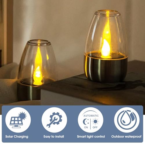 Velas solares para exteriores e interior: pack de 2 luces de 6 x 8 cm impermeables de jardín 7