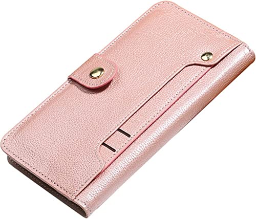 Étui en cuir véritable pour iPhone 14 Pro Max rose avec porte-cartes chic