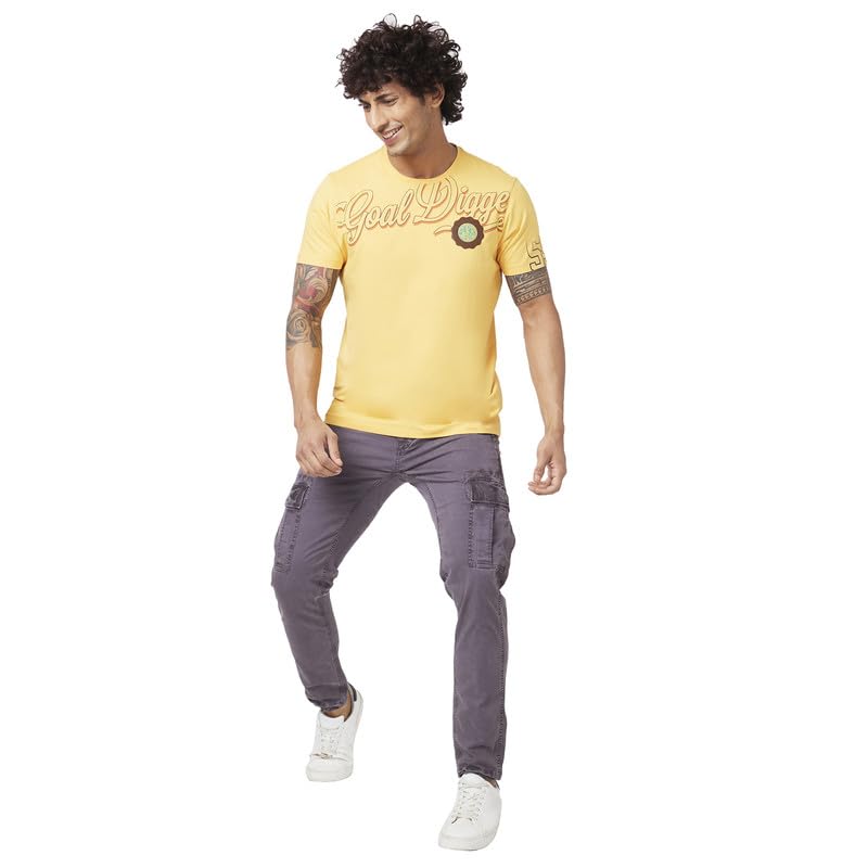Image of Spykar Men's Slim Fit Round Neck Half Sleeve Printed Casual T-Shirt