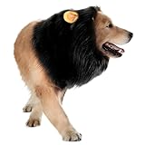 Dog Lion Mane Costume - Realistic Mane with Ears for Medium to Large Sized Dogs, Pet Halloween Costumes Birthday Party Cosplay Apparel