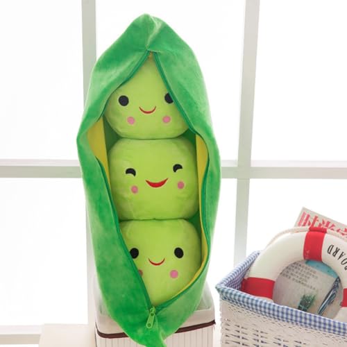 LAARNT 25cm SüßE GrüNe Erbsen-PlüSchpuppe,Liebenswerte PlüSchtier,Kreative Gewachsene Erbsen Sweet Cuddle Cotton Stuffed Toy,Einzigartiges Gewachsenes Erbsenkissen