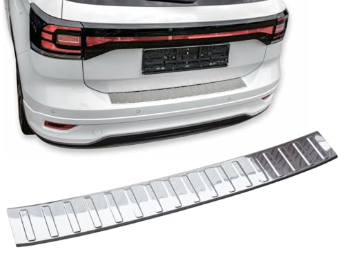 Protezione paraurti posteriore valida per VW T-Cross | dal 2018+ acciaio inox cromato protezione per bordo del bagagliaio di carico