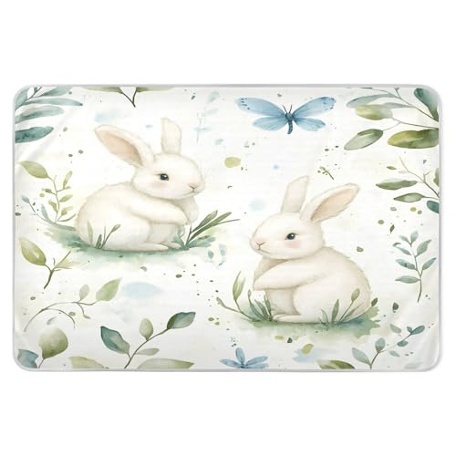 BOESI Watercolor Cute Bunny Pattern Waterproof Pads for Bedwetting and Incontinence, Reusable Pads, Reusable Diaper Pads for Bed, Sofa, Travel