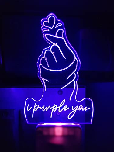 Image of 3D Optical Illusion BTSs2 Acrylic Night Lamp, 7 Colors RGB Auto Color Changing Led Plug and Play Night Light Lamp (Acrylic, Multi Color, Pack of 1) (BTSs2)