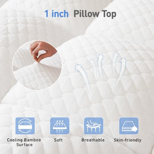 Dual Layer 3 Inch Memory Foam Mattress Topper Queen Size, 2 Inch Cooling Gel Memory Foam Plus 1 Inch Pillow Top Mattress Pad Cover, with 8-21 Inch Deep Pocket