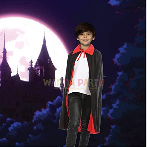 Image of Wanna Party Halloween Kids Vampire Reversible Cape, Devil Cloak for Wizard and Witch Costume, Costume Accessories for Dress Up, Cosplay, Halloween Parties, Trick or Treat, Themed Roleplay Outfit