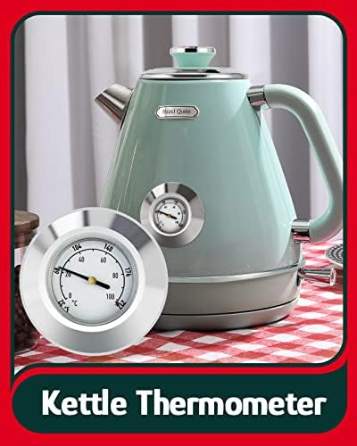 Hazel Quinn Electric Tea Kettle, Stainless Steel, Fast Boil, BPA-Free, Vintage Design, Temperature Dial, Strix Controller, Auto Shut-Off & Boil Dry Protection, 1.7 Litre, 2200 W, Mint Green