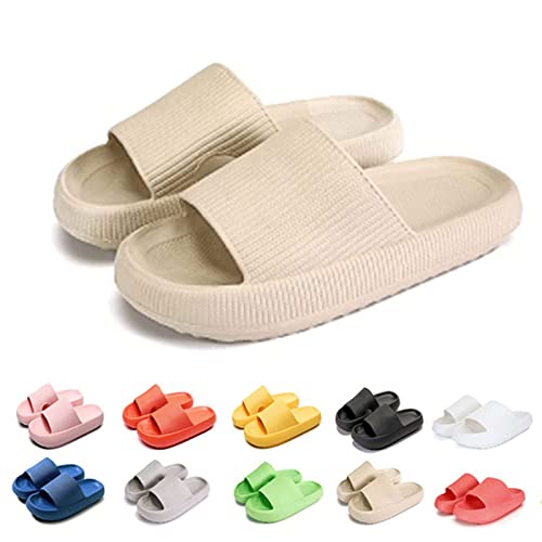 Pummy Hausschuhe, Cozy Slides Original Cloud Slippers Schlappen Damen Badelatschen Herren (Khaki, adult, women, numeric_38, numeric_range, eu_footwear_size_system, numeric_39, wide) Cover