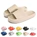 Produktbild Hokuto Pummy Hausschuhe, Cozy Slides Original Cloud Slippers Schlappen Damen Badelatschen Herren (Khaki, adult, women, wide), 40/41 EU Weit