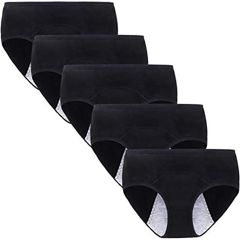 Anktry Hbhpov Big Girl's Cotton Menstrual Period Panties Teens Breathable Leak-Proof Briefs Women Postpartum Underwear Black, XL(waist:30.5-32 inch)