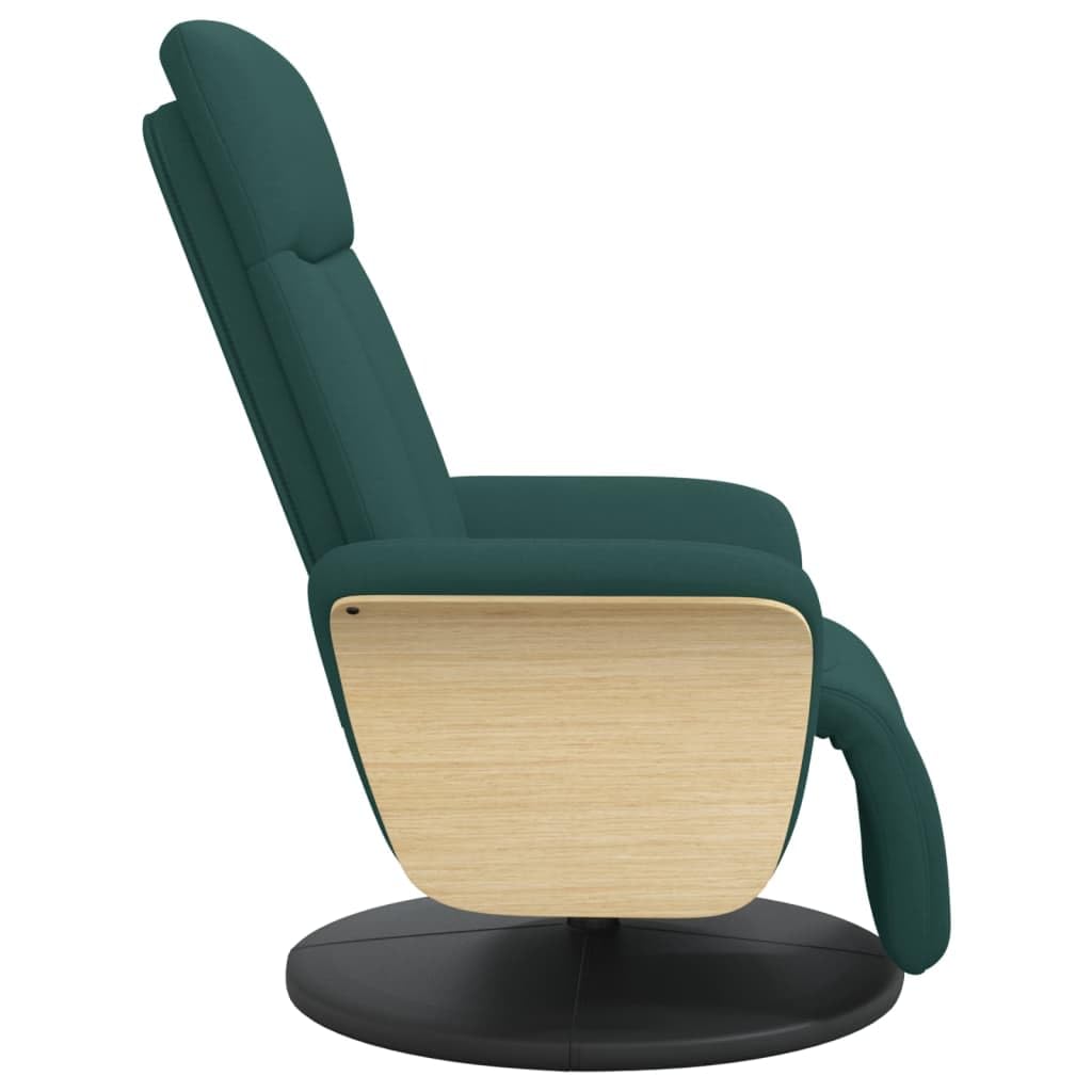 Relaxsessel mit Fußteil Dunkelgrün Stoff Drehbar Lounge Erholsamer Sessel mit Liegefunktion für Wohnzimmer und Büro, Komfortabler Club Sessel mit Armlehnen, Modernes Design