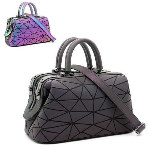 Geometric Purse for Women Luminous Purses and Shoulder Handbags Reflective Dumpling Bags and Holographic crossbody bag