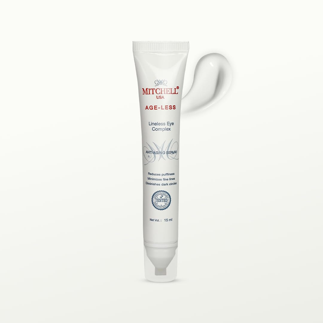Mitchell USA Lineless Eye Serum – Peptide & Lotus Bio-Repair – Reduces Dark Circles, Wrinkles & Puffiness Lightweight Anti-Aging Formula 15ml