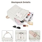 TIAASTAP Aesthetic Backpack School Bags for Girls Kawaii School Backpack with Cute Pendant Preppy School Bag for Kids Boys Teenage Primary Secondary Middle School (White) - Image 4