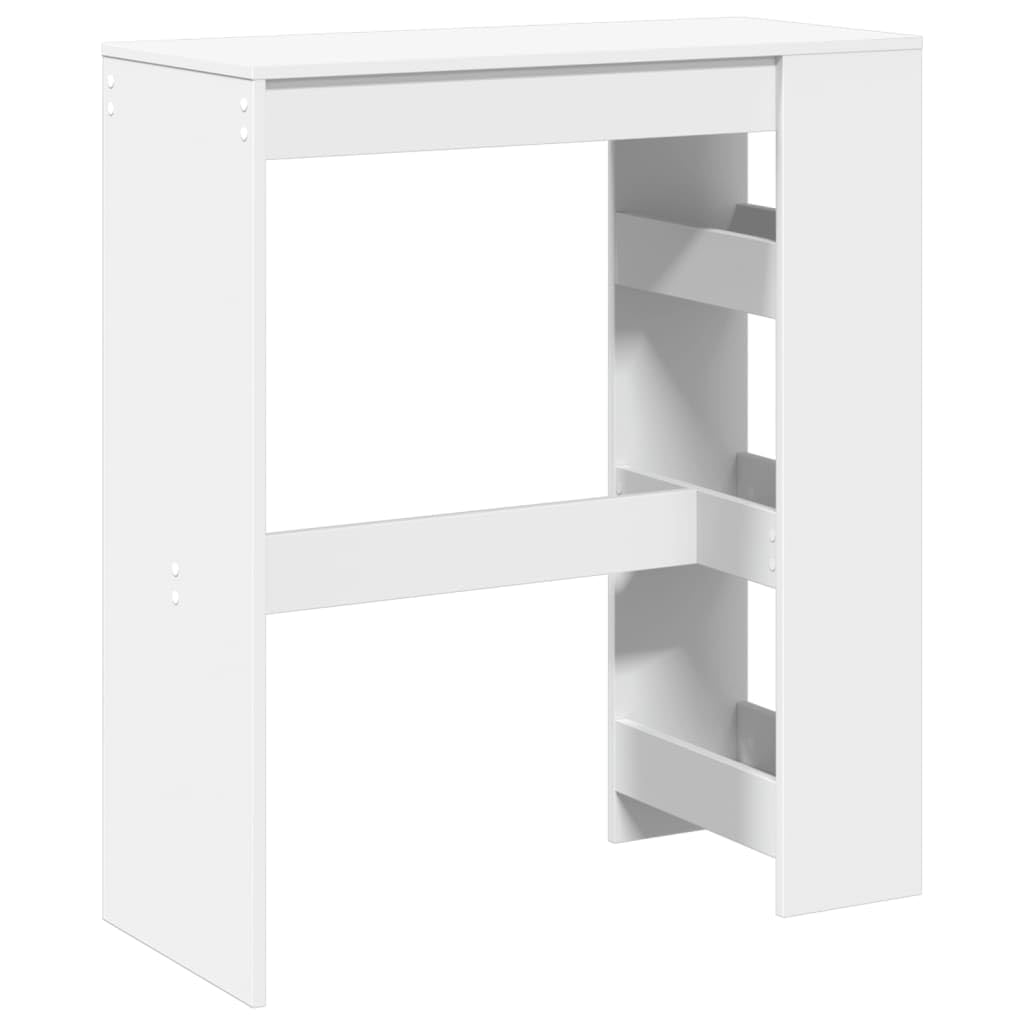 vidaXL Bartisch, Stehtisch mit Regal, Tresentisch für Küche Wohnzimmer Esszimmer, Küchentisch Loungetisch Bistrotisch, Weiß Holzwerkstoff