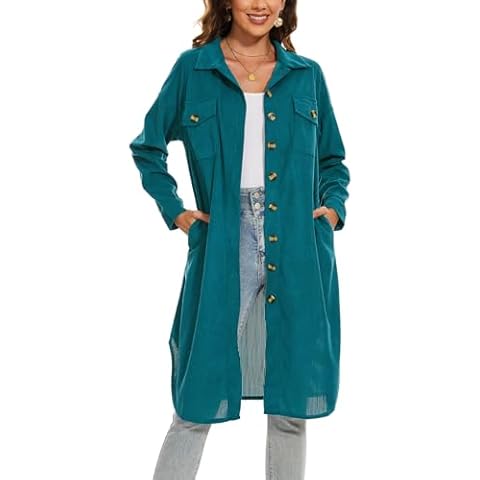 MINTLIMIT Women's Long Corduroy Shacket Jacket Cover