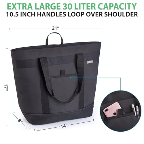 Image of Jumbo Insulated Cooler Bag - Heavy Duty Soft Insulated Grocery Bag (Black)