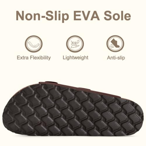 Image of KIDMI Women's Cork Footbed Casual Summer Sandals with Mild Arch Support | Double Adjustable Buckle Slides for Men with Memory Foam, Lightweight Unisex No-Break-In Sandals