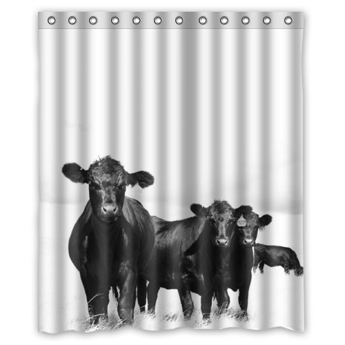 Shower Curtains Special Design Cattle Family On The Grass