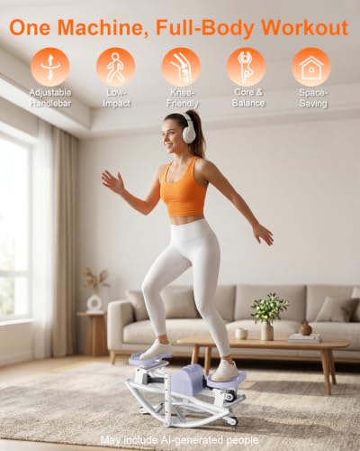 Image of Rock Stepper for Exercise at Home, Rocking Stepper Side to Side | Rocker Stepper with Resistance Bands & Handlebar for Full Body Workout, Lateral Stepper Exercise Machine (Utility Patent)