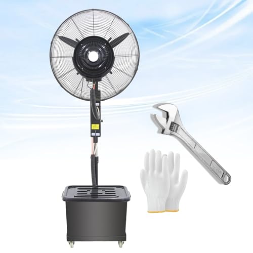 Elevable Nebulizador Ventilador Industrial, 26in 30in Ventilador Exterior Terraza, Fan Grande de Pie Oscilante con Pulverizador, Ventiladores Potente 3 Velocidades con Depósito y Ruedas(380W/30in)