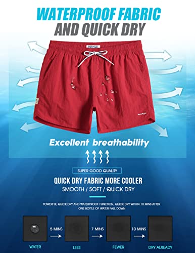 Image of maamgic Mens Swim Trunks 5 inch with Mesh Lining Quick Dry Bathing Suits for Men Swim Shorts Swimwear